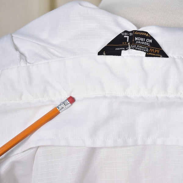 1960s Vintage White LS Textured Shirt Cats Like Us