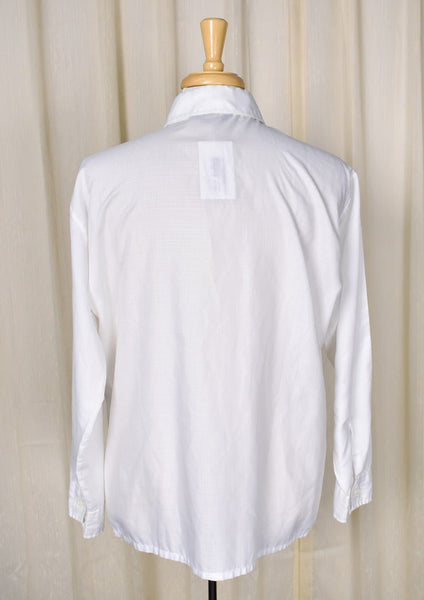 1960s Vintage White LS Textured Shirt Cats Like Us