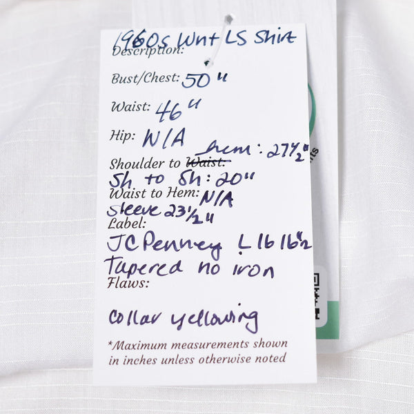 1960s Vintage White LS Textured Shirt Cats Like Us