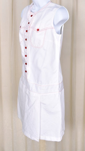 1960s Vintage White Western Romper Cats Like Us