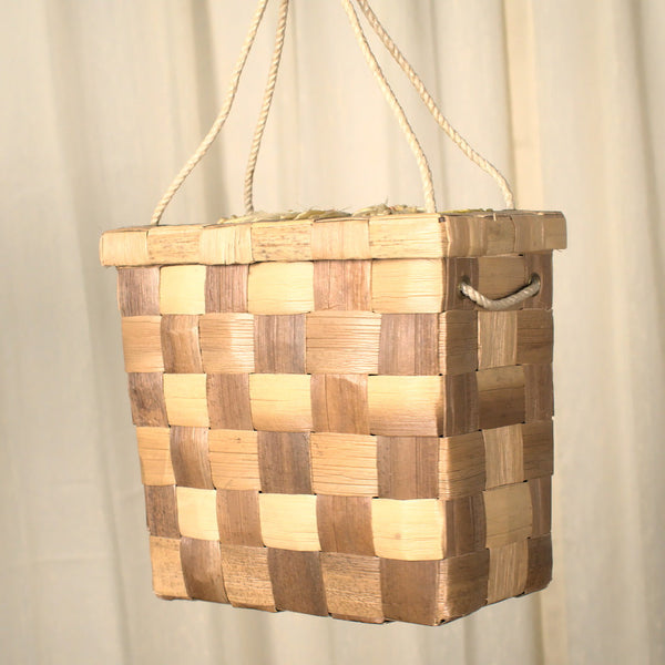 1960s Vintage Yellow Raffia Box Handbag Cats Like Us