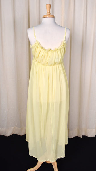 1960s Vintage Yellow Rosette Nightgown Cats Like Us