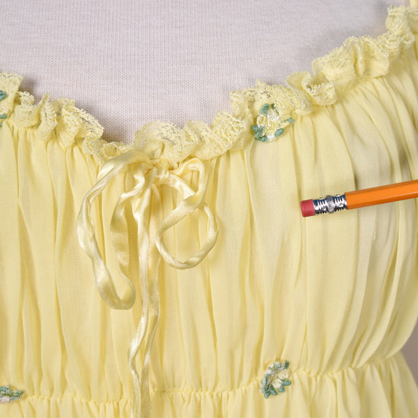 1960s Vintage Yellow Rosette Nightgown Cats Like Us