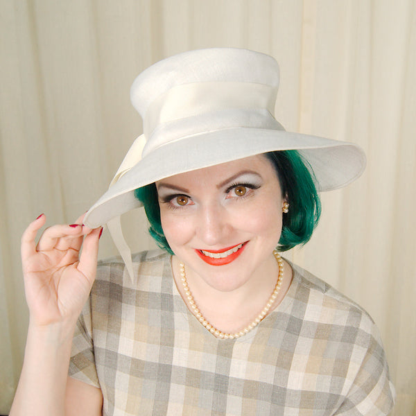 1960s White Big Brim Hat Cats Like Us