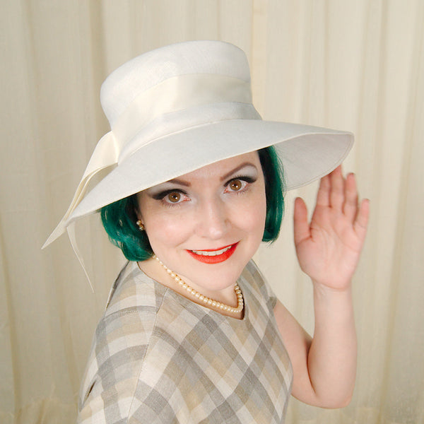 1960s White Big Brim Hat Cats Like Us
