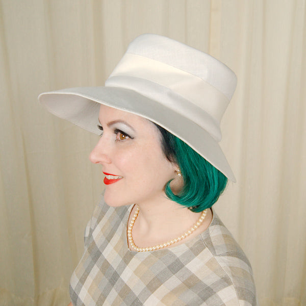 1960s White Big Brim Hat Cats Like Us