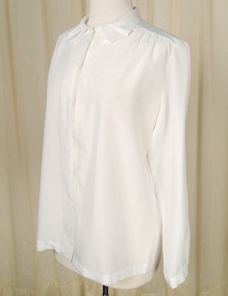 1960s White Pleat Collar Blouse Cats Like Us