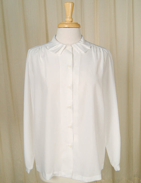 1960s White Pleat Collar Blouse Cats Like Us