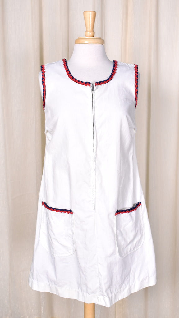 1960s White Zipper Vintage Shift Dress 1960s White Zipper Vintage Shift Dress