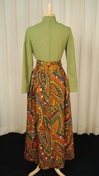 1960s Wild Green Maxi Dress Cats Like Us