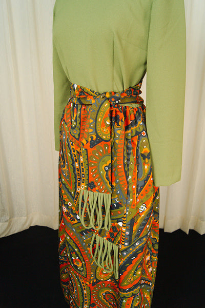 1960s Wild Green Maxi Dress Cats Like Us