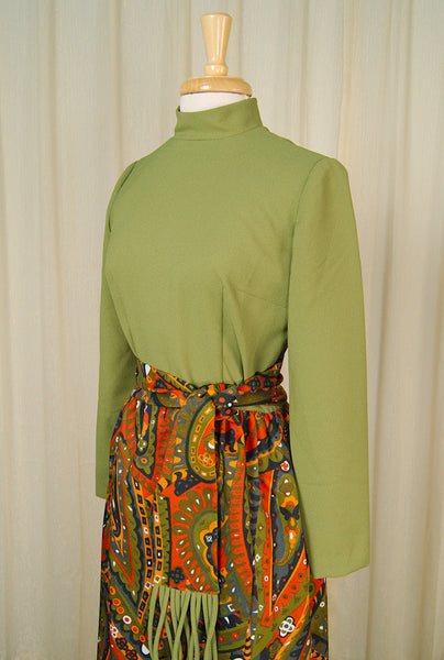 1960s Wild Green Maxi Dress Cats Like Us