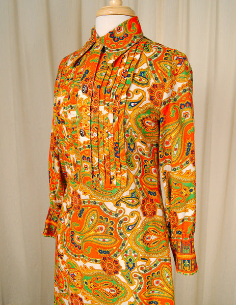 1960s Wild Paisley Maxi Dress Cats Like Us