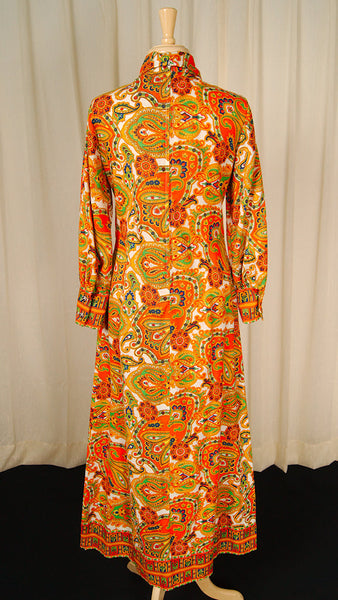 1960s Wild Paisley Maxi Dress Cats Like Us