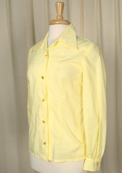 1960s Yellow Handmade Blouse Cats Like Us