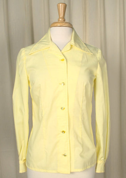 1960s Yellow Handmade Blouse Cats Like Us