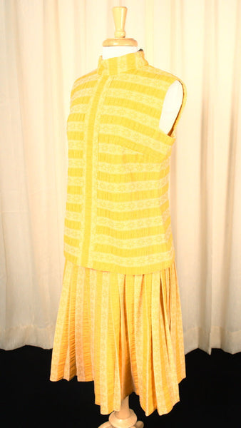 1960s Yellow Striped Vintage Skirt Set Cats Like Us