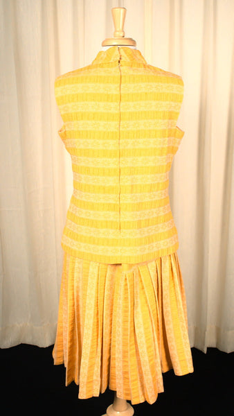 1960s Yellow Striped Vintage Skirt Set Cats Like Us