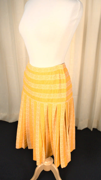 1960s Yellow Striped Vintage Skirt Set Cats Like Us