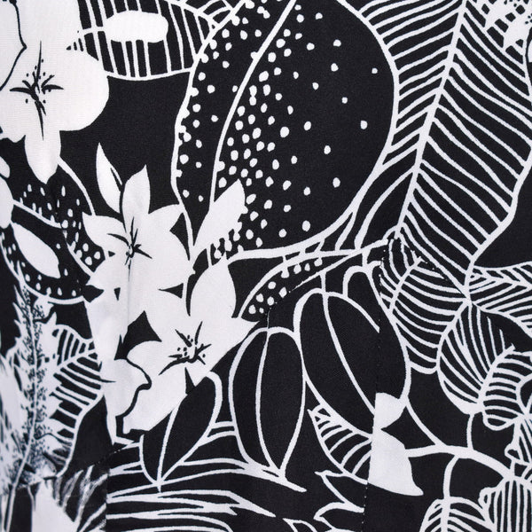 1970s B & W Tropical Maxi Dress Cats Like Us