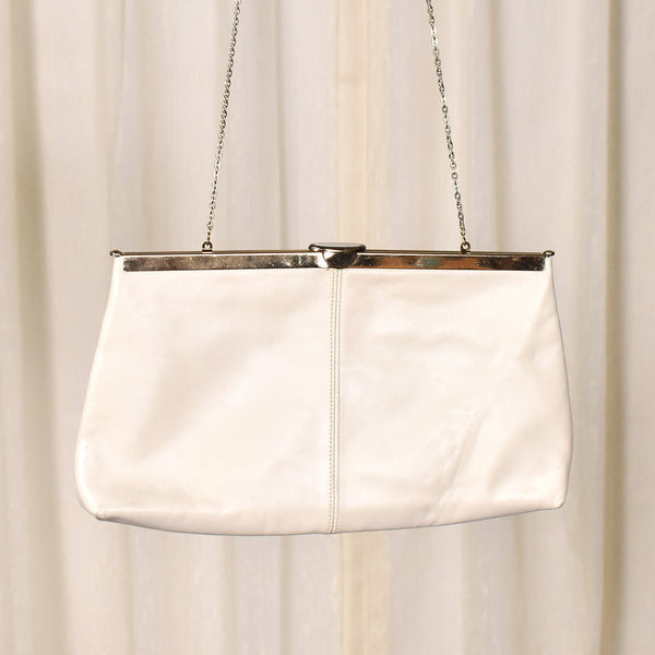 1970s Beige Leather Vintage Clutch Bag Cats Like Us