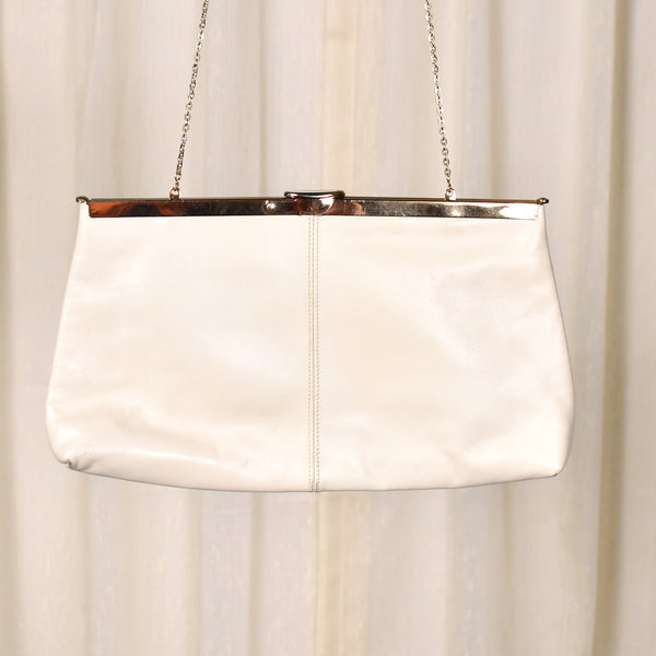 1970s Beige Leather Vintage Clutch Bag Cats Like Us