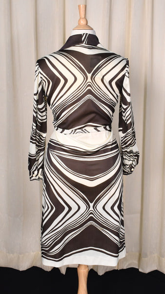 1970s Brown Swirl Shirt Dress Cats Like Us