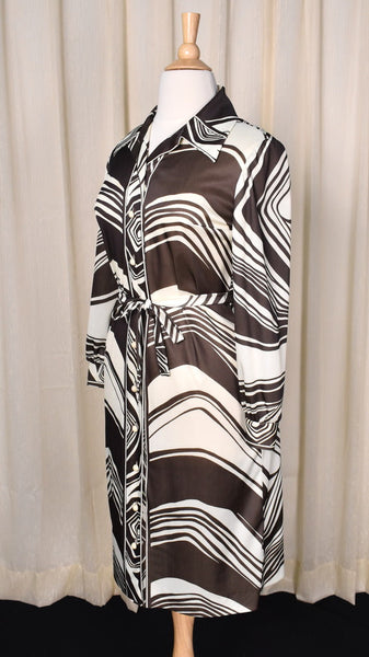 1970s Brown Swirl Shirt Dress Cats Like Us