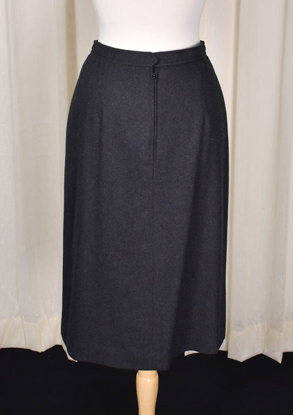 1970s Charcoal Wool Pleat Skirt Cats Like Us