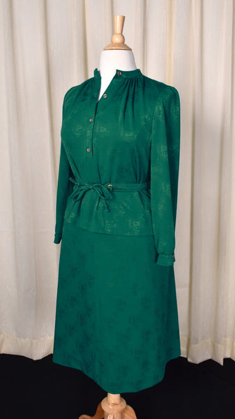 1970s Emerald Floral Skirt Set Cats Like Us