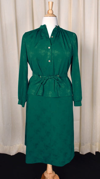 1970s Emerald Floral Skirt Set Cats Like Us