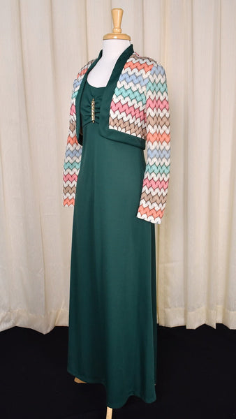 1970s Emerald Maxi & Bolero Cats Like Us