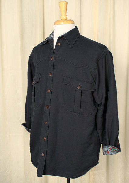 1970s Flannel Lined Navy Shirt Cats Like Us