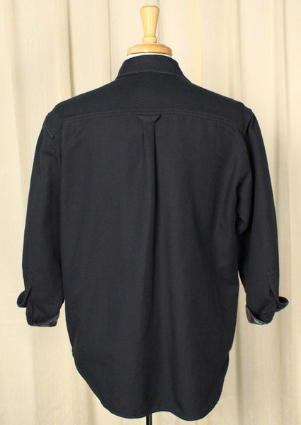 1970s Flannel Lined Navy Shirt Cats Like Us