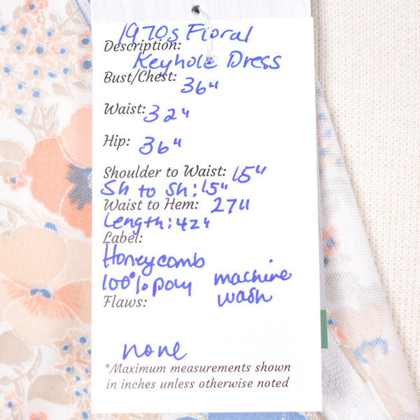1970s Floral Keyhole Dress Cats Like Us