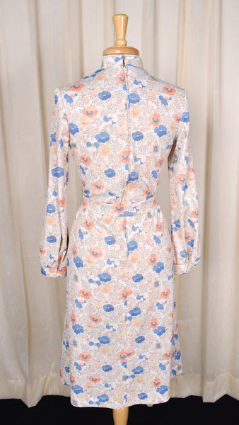 1970s Floral Keyhole Dress Cats Like Us