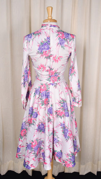 1970s Floral Swing Dress Cats Like Us