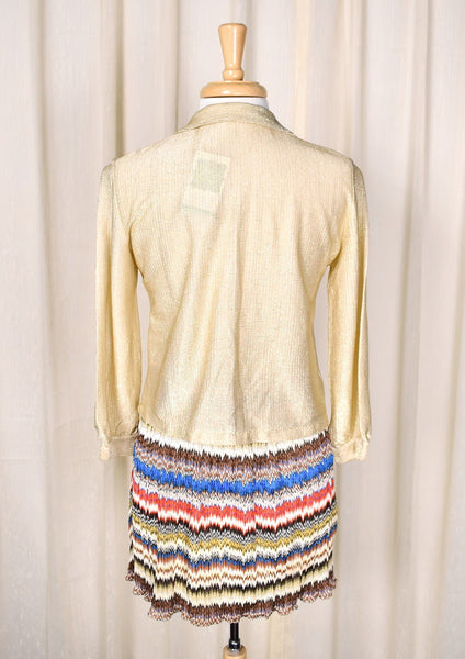1970s Gold Lurex Vintage Blouse Cats Like Us