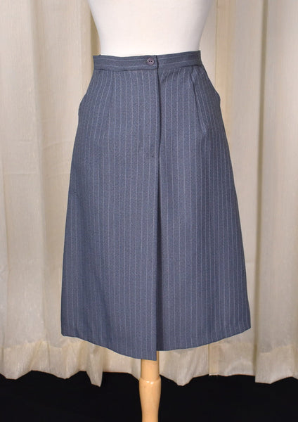 1970s Gray Pinstripe Skirt & Vest Set Cats Like Us