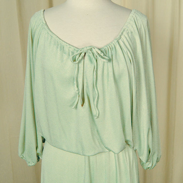 1970s Mint Maxi Gown Dress Cats Like Us