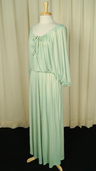 1970s Mint Maxi Gown Dress Cats Like Us
