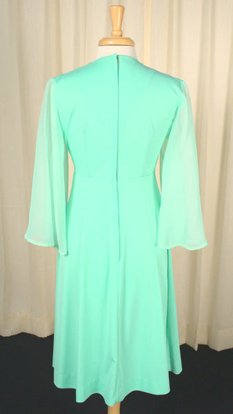 1970s Mint Vintage Flowy Sleeve Dress Cats Like Us