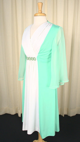 1970s Mint Vintage Flowy Sleeve Dress Cats Like Us