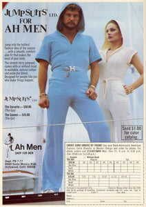 1970s NWT Customode Blue & White Jumpsuit Cats Like Us