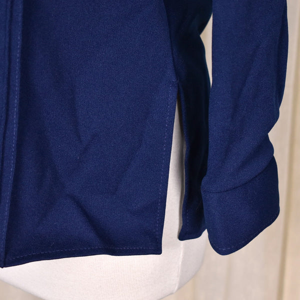 1970s Navy Blue Piped Blouse Cats Like Us