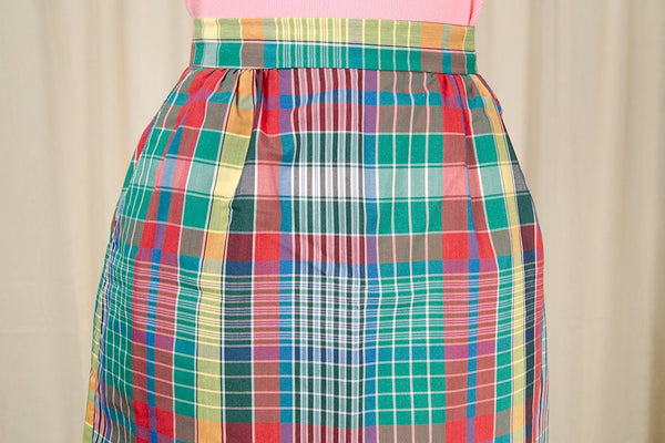 1970s Rainbow Plaid Midi Skirt Cats Like Us