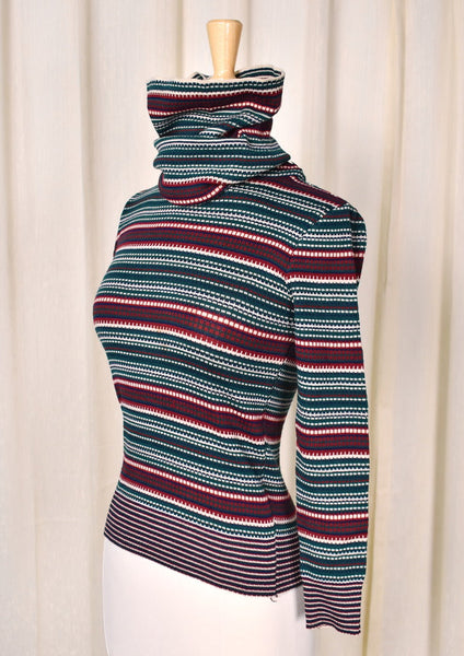 1970s Red & Green Stripe Top Cats Like Us