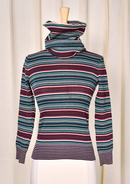 1970s Red & Green Stripe Top Cats Like Us