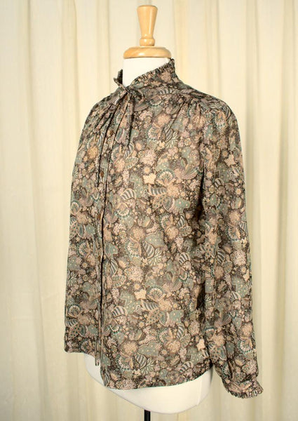 1970s Romantic Leaf Blouse Cats Like Us