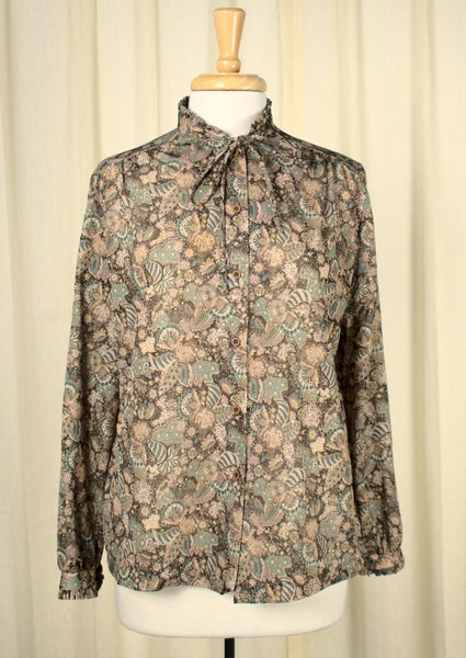 1970s Romantic Leaf Blouse Cats Like Us